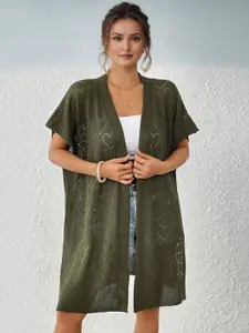 StyleCast Heart Design Open Front Crochet Shrug