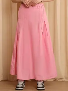 NEUDIS Pure Cotton A-Line Pleated Flared Maxi Skirt