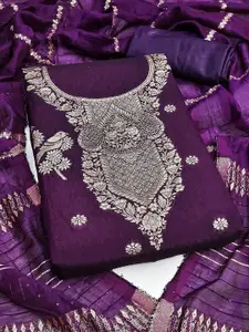 KALINI Floral Woven Design Zari Banarasi Jacquard Unstitched Dress Material