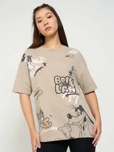 People Women Mickey & Friends Printed Oversized T-shirt