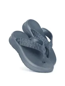 PENNEN Women Textured Slip-On Thong Flip Flops