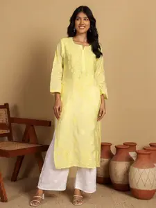 Chowkhat Women Ethnic Motifs Embroidered Chikankari Floral Kurta