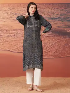 Lakshita Floral Printed Shirt Collar Straight Kurta