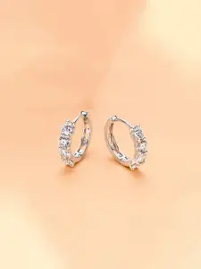 Jewels Galaxy Silver-Plated American Diamond Studded Circular Shaped Studs