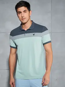 Technosport Men Colourblocked Slim Fit Polo Collar Antimicrobial  T-shirt