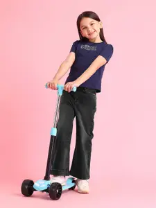 U.S. Polo Assn. Kids Girls Flared Mid-Rise Light Fade Stretchable Jeans