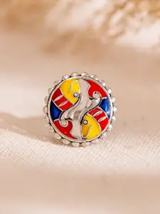 Voylla Madhubani Madhur Matsya Oxidised Enamel Ring