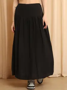 NEUDIS High Waist A-Line Flared Long Maxi Skirt