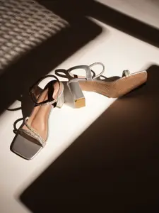 Froh Feet Women Embellished Open Toe Block Heel Sandals