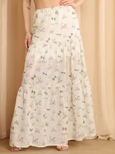 NEUDIS Printed Pure Cotton Tiered Maxi Skirt