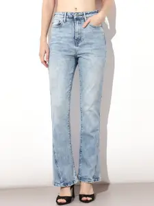 ONLY Women Flared High-Rise Heavy Fade Stretchable Jeans