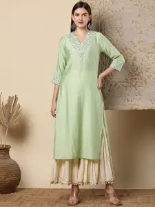 FASHOR Women Ethnic Motifs Mirror Work Kurta