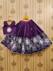 BAESD Girls Embroidered Thread Work Ready to Wear Lehenga With Blouse