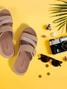 Mochi Women Comfort Heel Open Toe Sandals with Buckles