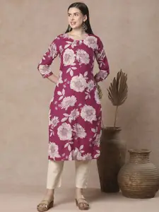 FASHOR Women Round Neck Floral Printed Kurta