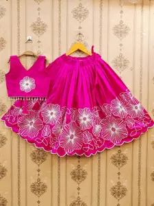 BAESD Girls Embroidered Thread Work Ready to Wear Lehenga With Blosue