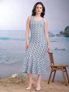 PURVAJA Women Paisleyl Printed Sleeveless Fit & Flare Midi Dress