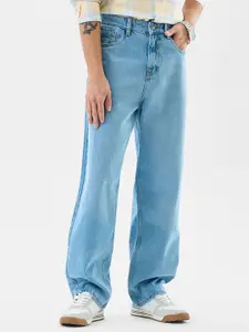 Snitch Men Relaxed Fit Mid-Rise Light Fade Cuffed Hem Jeans