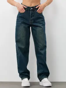 Aadvi Fashion Women Smart Baggy Fit Mid-Rise Light Fade Stretchable Jeans