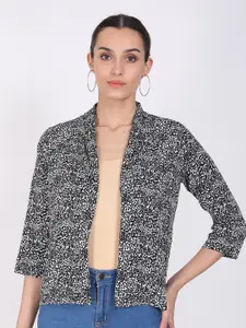 Moda Rapido Animal Printed Cotton Open Front Shrug
