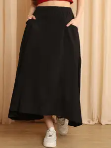 NEUDIS Elastic Waist A-Line Cotton Maxi Skirt