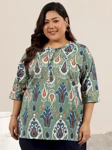 EXTRA LOVE BY LIBAS Floral Printed Boat Neck Kurti