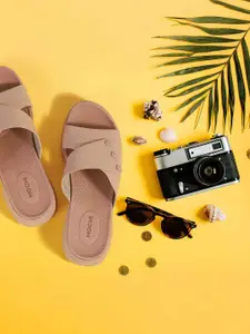 Mochi Women Striped Casual Platform Sandals