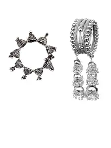 Sangria Set Of 2 Oxidised Beaded Bangle