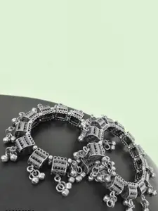 Sangria Set Of 2 Oxidised Beaded Bangle