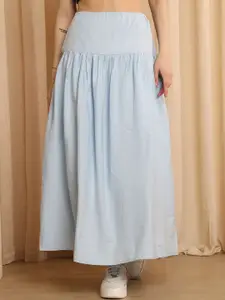 NEUDIS Cotton High Waist A-Line Maxi Skirt