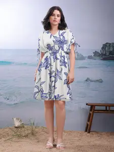 PURVAJA Floral Print Georgette Fit & Flare Mini Dress