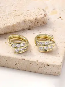 SALTY Gold-Plated Stone Studded Circular Meera Shine Hoop Earrings