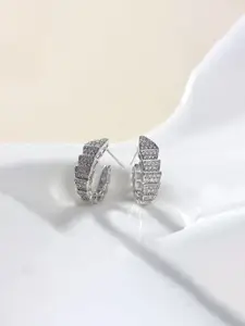 Jewels Galaxy Silver-Plated American Diamond Studded Contemporary Hoop Earrings