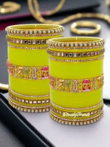 BeautyTrends Set Of 58 Gold-Plated Kundan-Studded Bangles