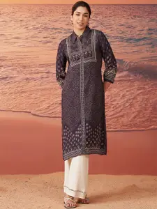 Lakshita Women Purple Printed Shantoon Kurta
