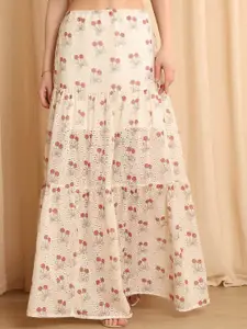 NEUDIS Printed Pure Cotton Tiered Maxi Skirt