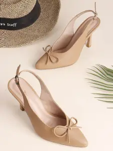 Retro Walk Women Pointed Toe Slim Heel Pumps with Bow
