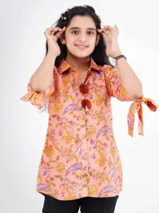 DMP FASHION Girls Floral Print Cotton Shirt Style Top