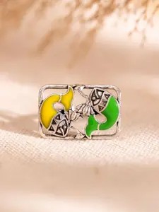 Voylla Madhubani Matsya Mandala Oxidised Enamel Ring