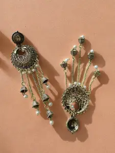 Sangria Gold-Plated Artificial Beads Beaded Contemporary Drop Earrings