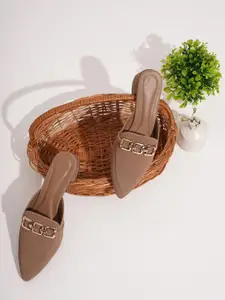 Froh Feet Women Pointed Toe Block Heel Mules