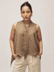 The Label Life Women Coffee Key Monogram Neck Tie Top