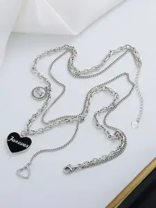 FIMBUL Engraved Forever Charm Heart Shaped Pendant Statement Layered Chain