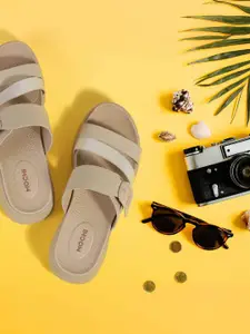 Mochi Women Comfort Heel Open Toe Sandals with Buckles