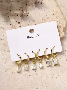 SALTY Set Of 3 Gold-Plated Twinkle Teardrop Hoop Earrings