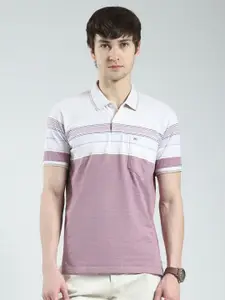 Monte Carlo Men Striped Polo Collar Pockets T-shirt