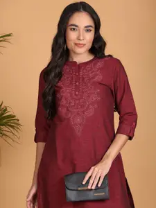 Anouk Women Embroidered Sequinned Cotton Kurta