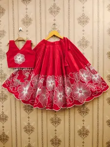 BAESD Girls Embroidered Thread Work Ready to Wear Lehenga With Blouse