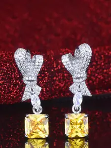 Jewels Galaxy Silver-Plated Artificial Stones Contemporary Drop Earrings