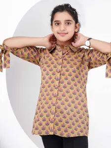 DMP FASHION Kids Girls Floral Printed Bell Sleeve Cotton Shirt Style Top